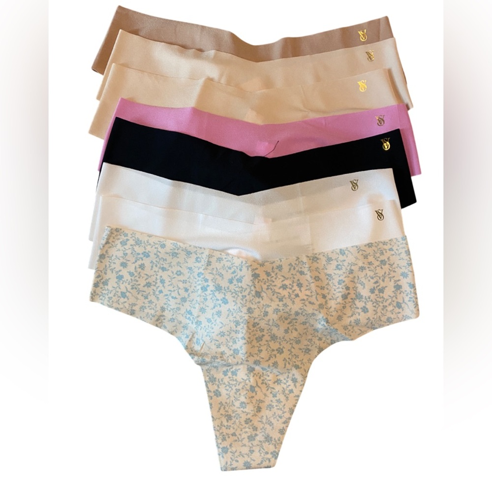 NWT Victoria's Secret Lot of (8) No Show Thong Panties Size Large Retail $13/ea